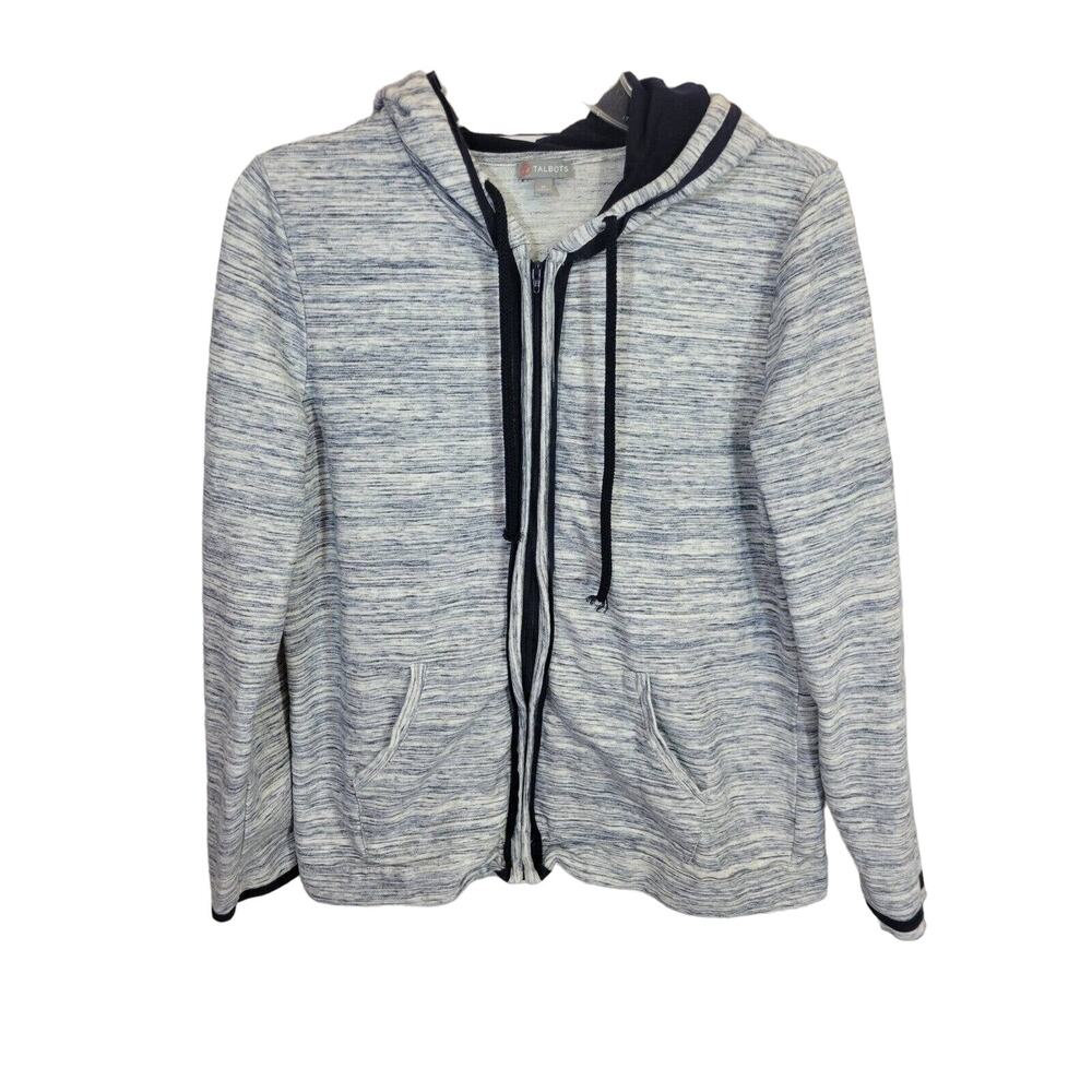 Talbots Gray Space Dye Full Zip Long Sleeve Hoodie Jacket Women's Size Medium